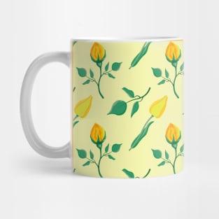 Floral pattern with yellow rose and tulip flowers Mug